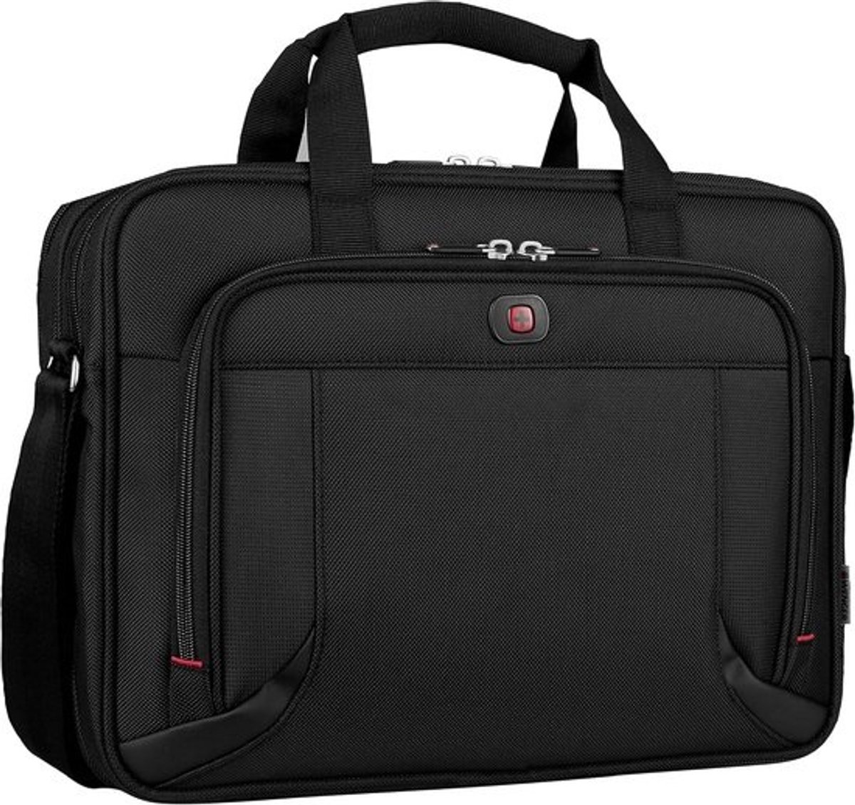 Leren 16 Inch Laptop Briefcase met Gevoerd Vak en Tablet Pocket in Zwart