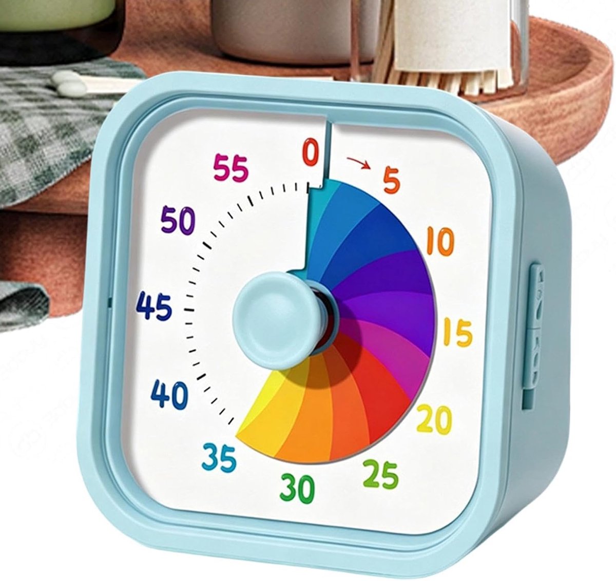 Timer - Visuele timer kinderen - Kookwekker - Leerklok timer - 60 Minuten Visuele Timer - Tijdmanagementtool voor klaslokaal, thuis, keuken, kantoor - blauw