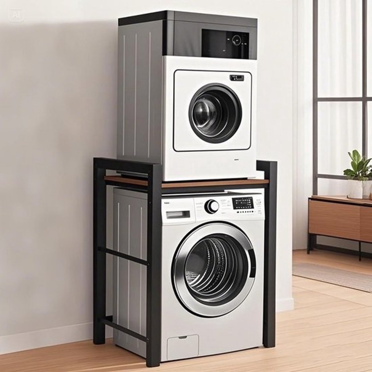 Verstelbaar Witgoed Rack voor Wasmachine en Droger - Robuuste Stalen Onderbouw - Max. 350 kg