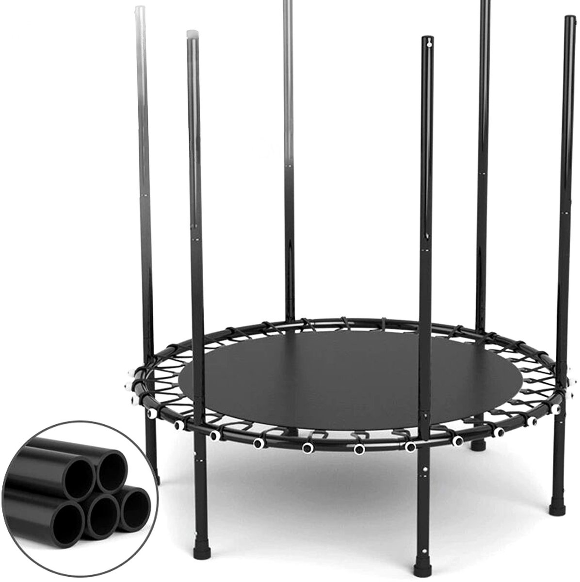 Trampoline Ø140 cm – Kinder Trampoline voor Binnen en Buiten – met Verhoogd Veiligheidsnet en Stalen Frame – Blauw/Rood — afbeelding 5