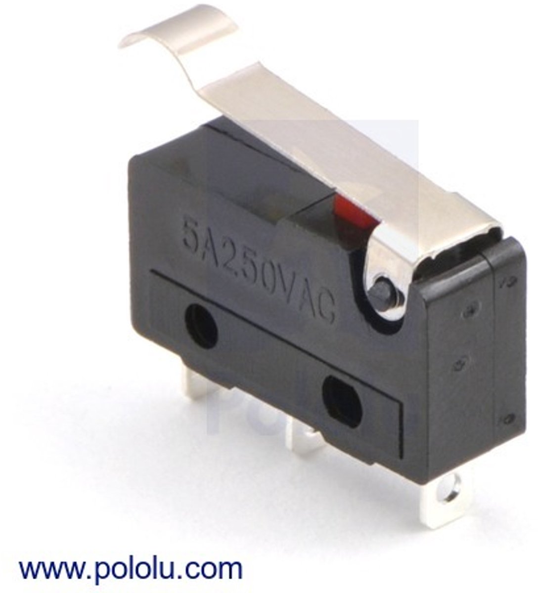 Snap-Action Switch with 15.6mm Bump Lever: 3-Pin, SPDT, 5A Pololu 1405