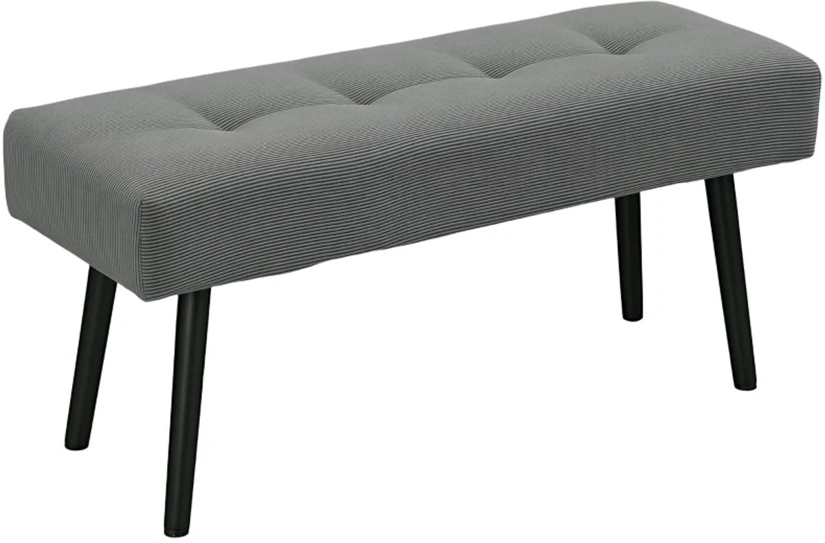 Bankje - Gestoffeerde Bank Met Koordafdekking - Bedbank Met Metalen Poten - Schoenenbank - 100 x 36 x 45 cm - Grijs