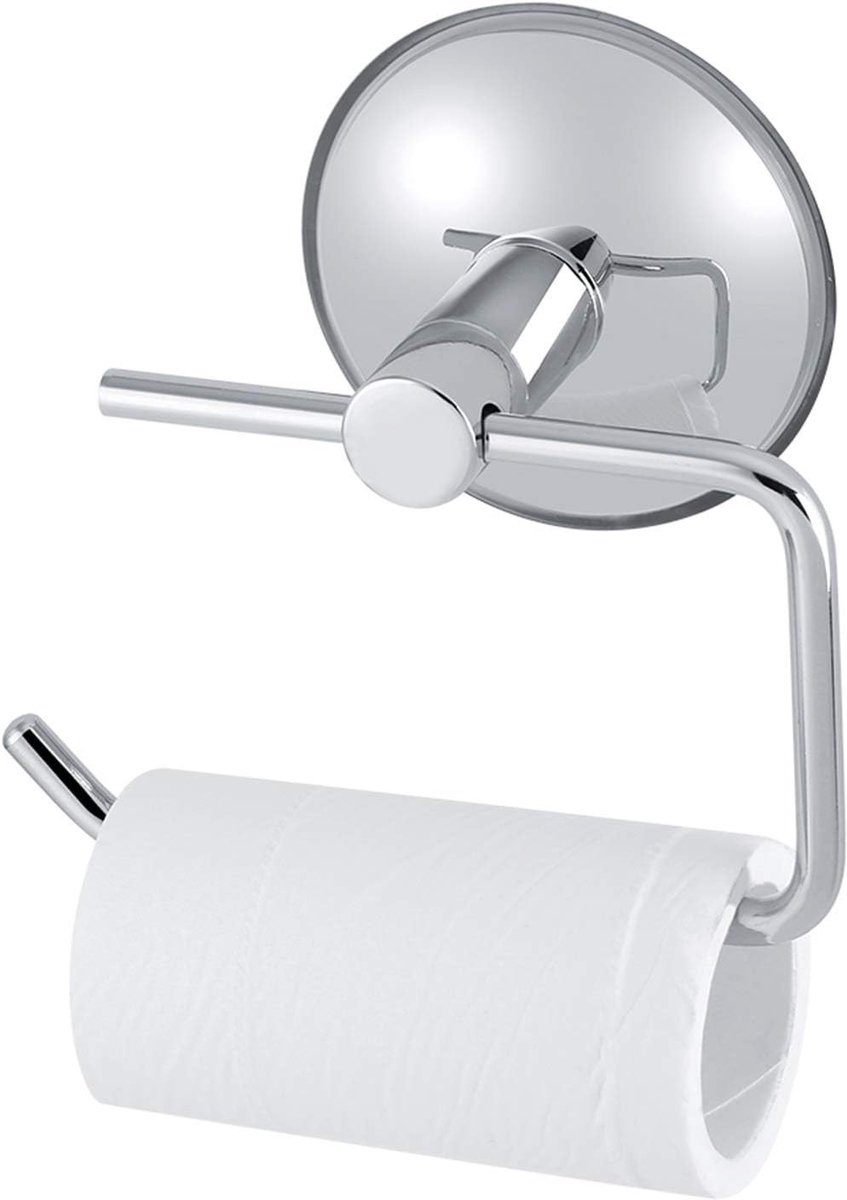 Toiletpapierhouder van RVS met zuignap en omgekeerde rand - Geschikt voor gladde oppervlakken zoals tegels en glas, anti-slip design, eenvoudig te installeren