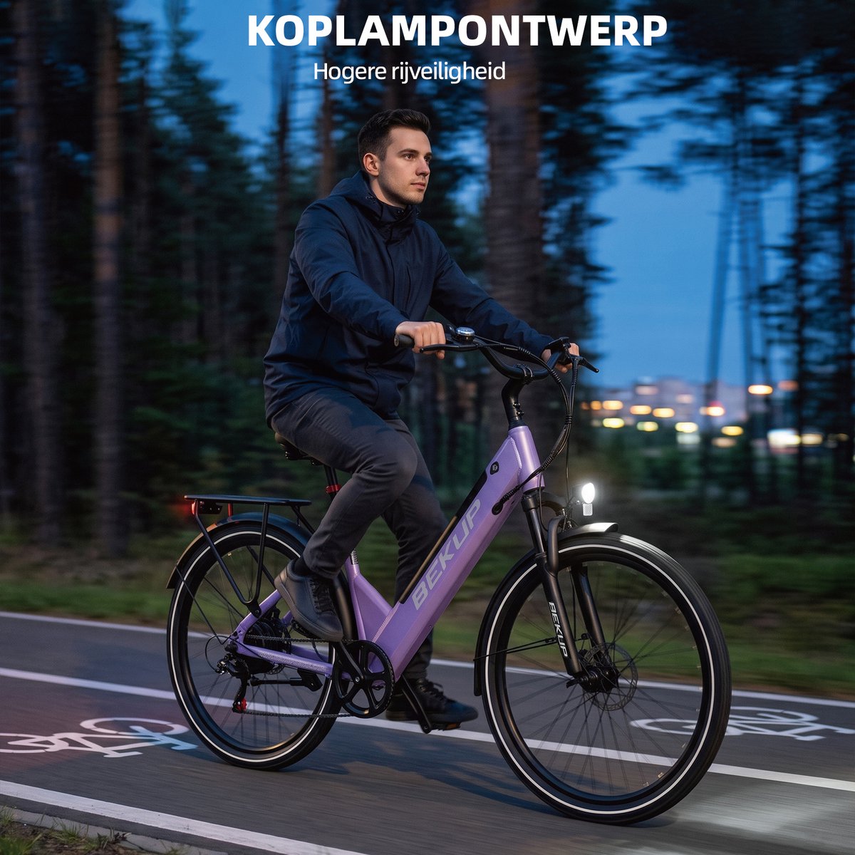 BEKUP V1 E-bike - 25 km/u - 26inch - 75km actieradius - 250W motor - 36V 14.5Ah accu - paars thumbnail 4