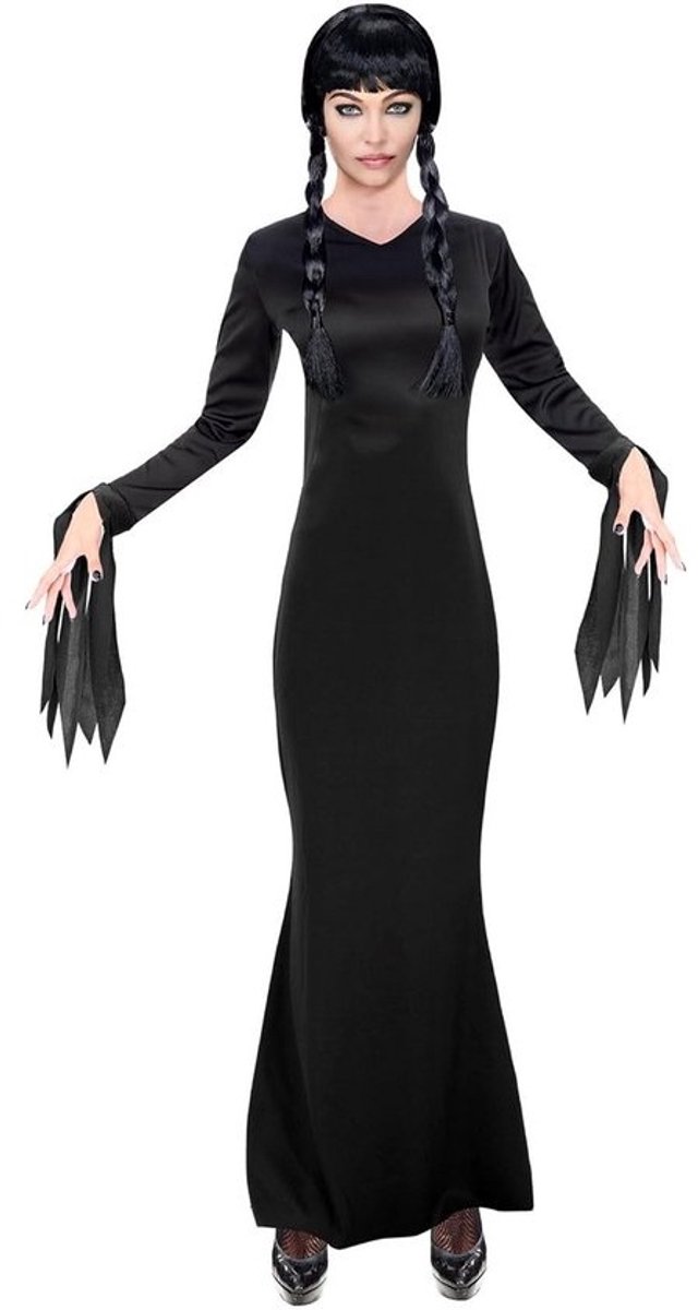 Lange Zwarte Gothic Jurk voor Dames - Heks, Halloween of Cosplay Kostuum