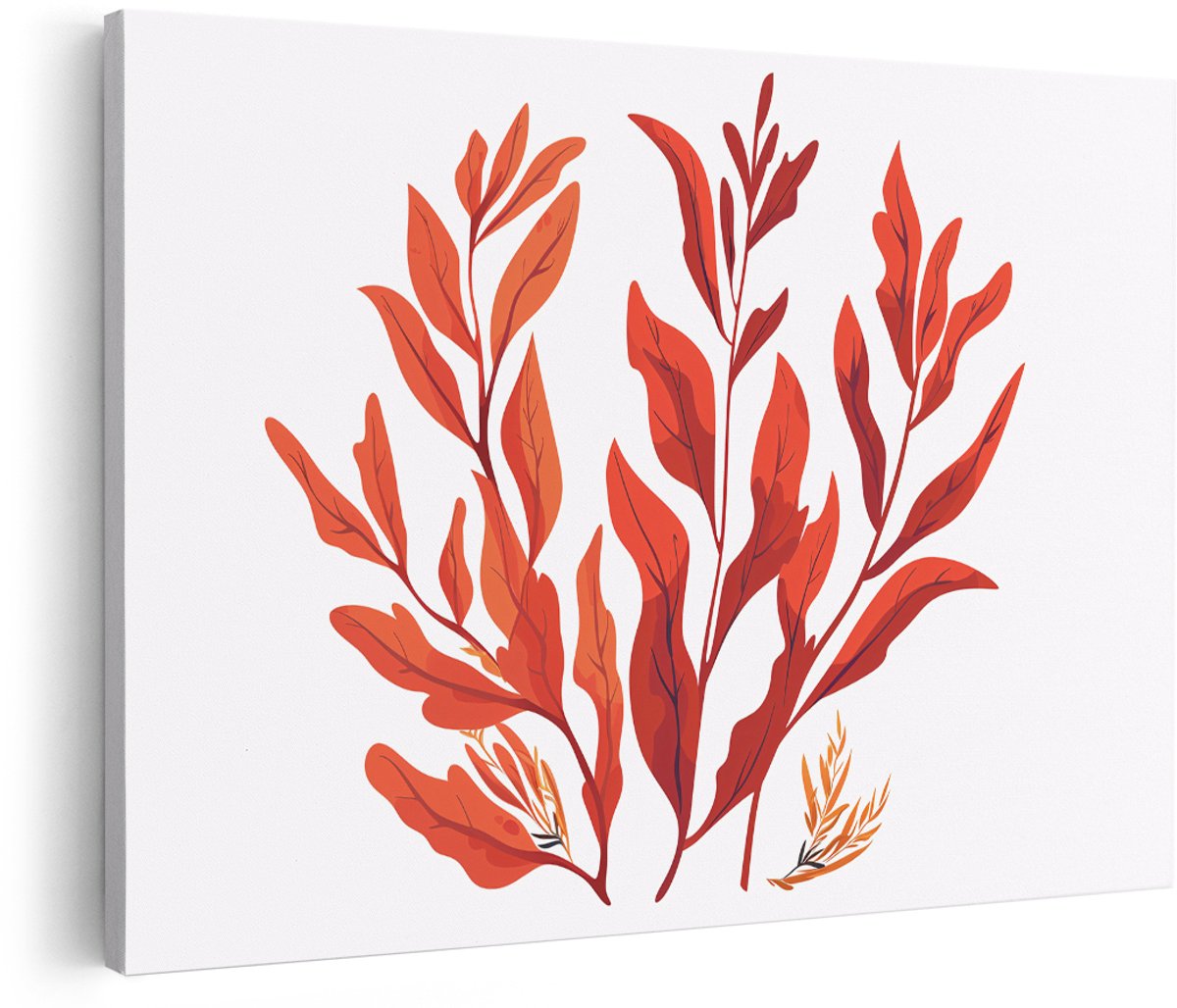 Artaza Canvas Schilderij Herfstbladeren - 180x120 cm - Groot - Wanddecoratie Planten - Muurdecoratie Botanisch - Decoratie Oranje Woonkamer