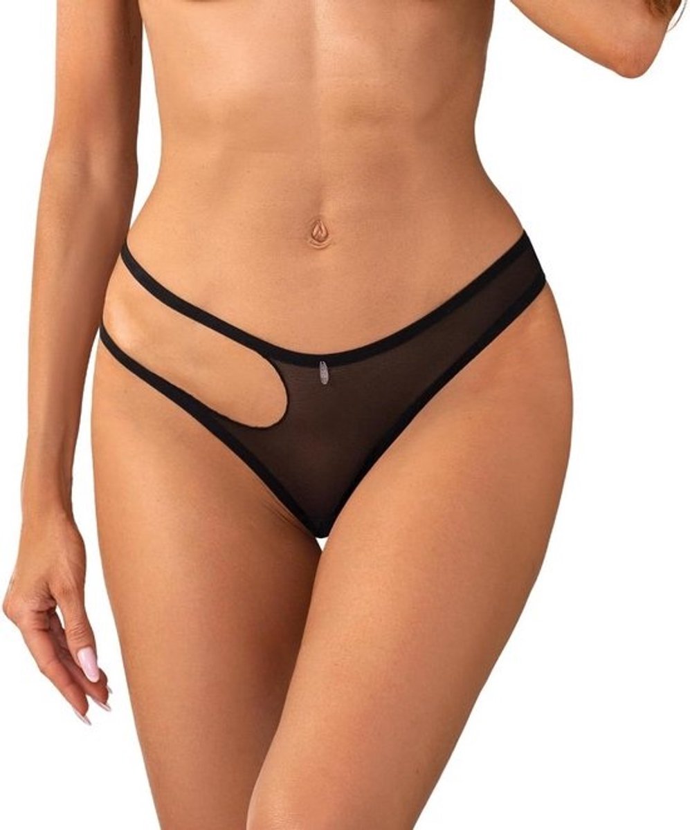 Set van 2 Verleidelijke Strings en Tanga's voor Dames met Open Kruis - Kant en Luipaardprint