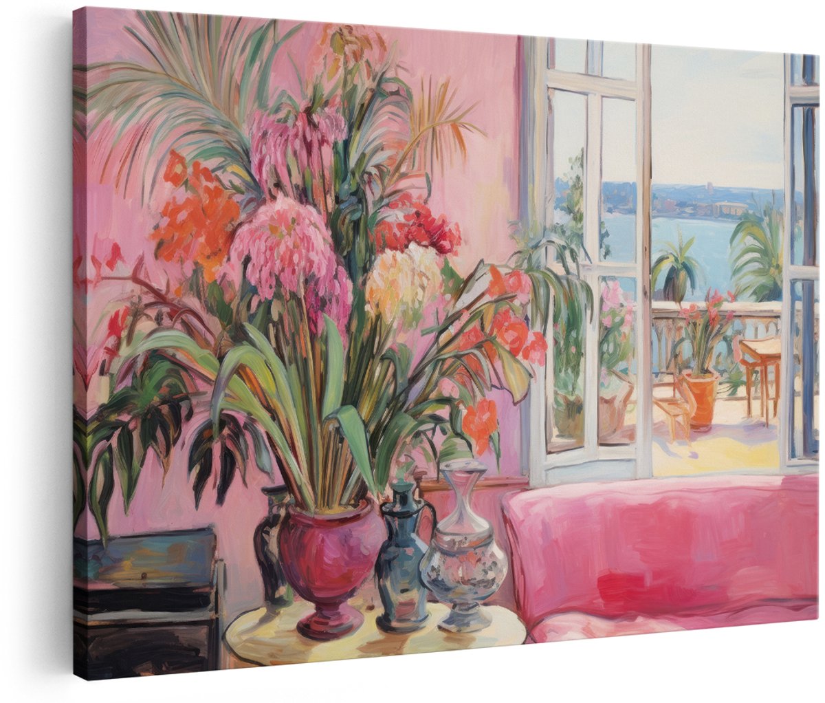 Artaza Canvas Schilderij Stilleven Bloemen - 180x120 cm - Groot - Wanddecoratie Boho - Muurdecoratie Woonkamer - Schilderijen Op Canvas Natuur