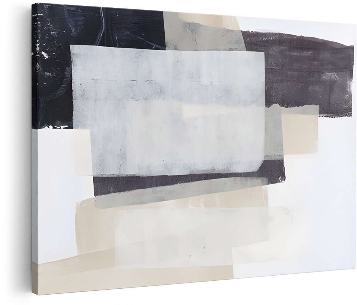 Artaza Canvas Schilderij Abstract - 180x120 cm - Groot - Wanddecoratie Modern - Muurdecoratie Japandi - Decoratie Woonkamer - Beige