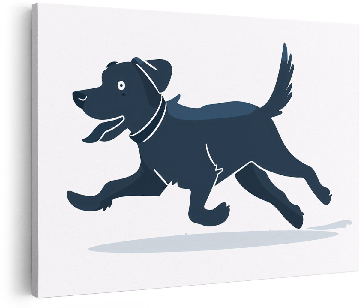 Artaza Canvas Schilderij Hond - 180x120 cm - Groot - Wanddecoratie Dieren - Muurdecoratie Kinderkamer - Schilderijen Op Canvas Cartoon - Zwart