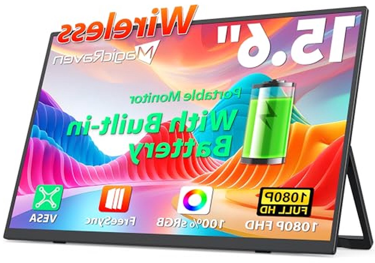 Draagbare Monitor - Extra Scherm - Productiviteit Verhogen - Ingebouwde Batterij - 156 Inch - Zwart