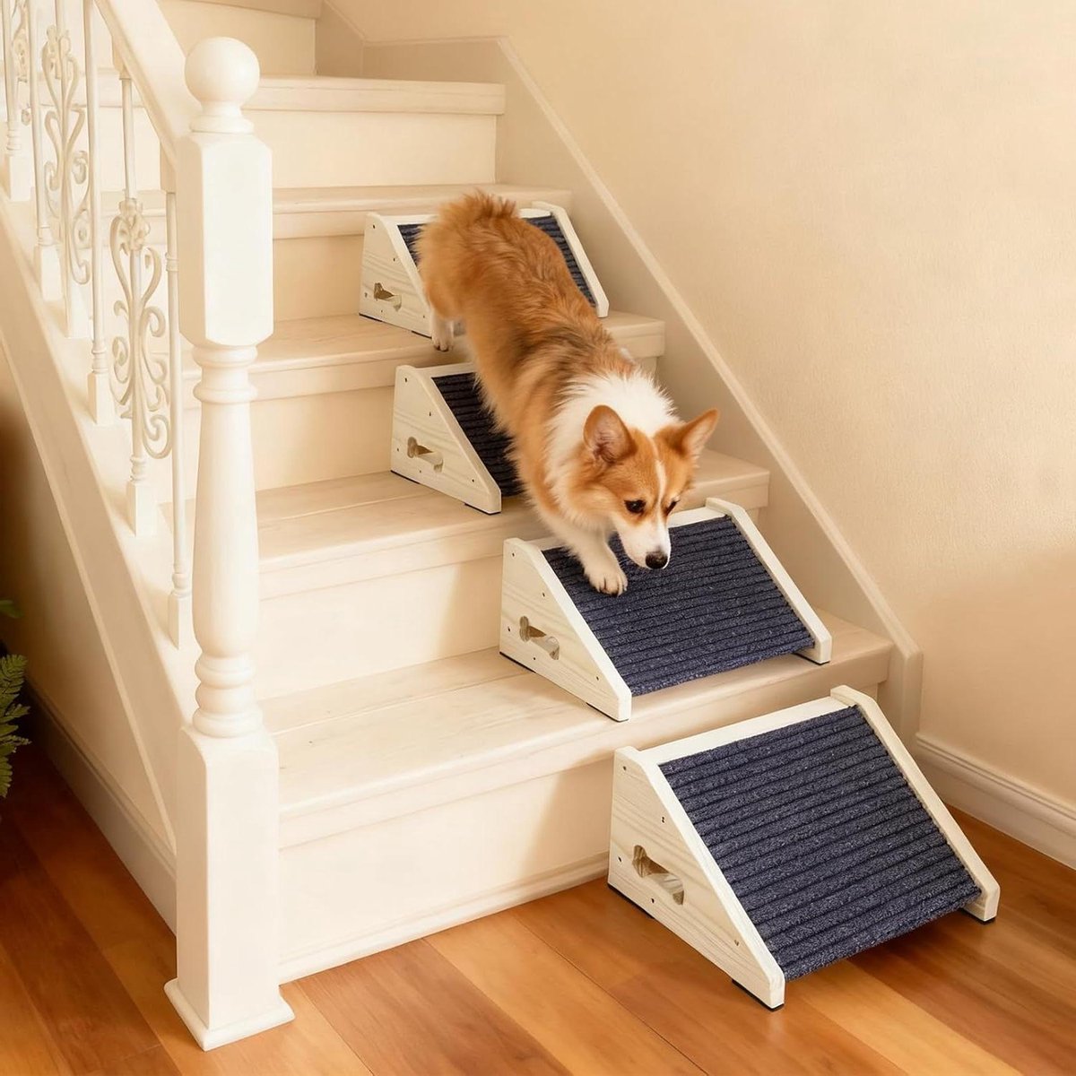 Huisdieren trappen - Hondenhelling - Ondersteuning bieden - Antislip oppervlak - 4 stuks - Houtkleur