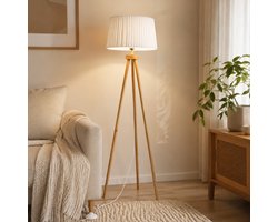 Aigostar 102FP - Vloerlamp - h: 145cm - Staande Lamp - E27 Fitting - Leeslamp - Woonkamer - Slaapkamer - Excl. lichtbron
