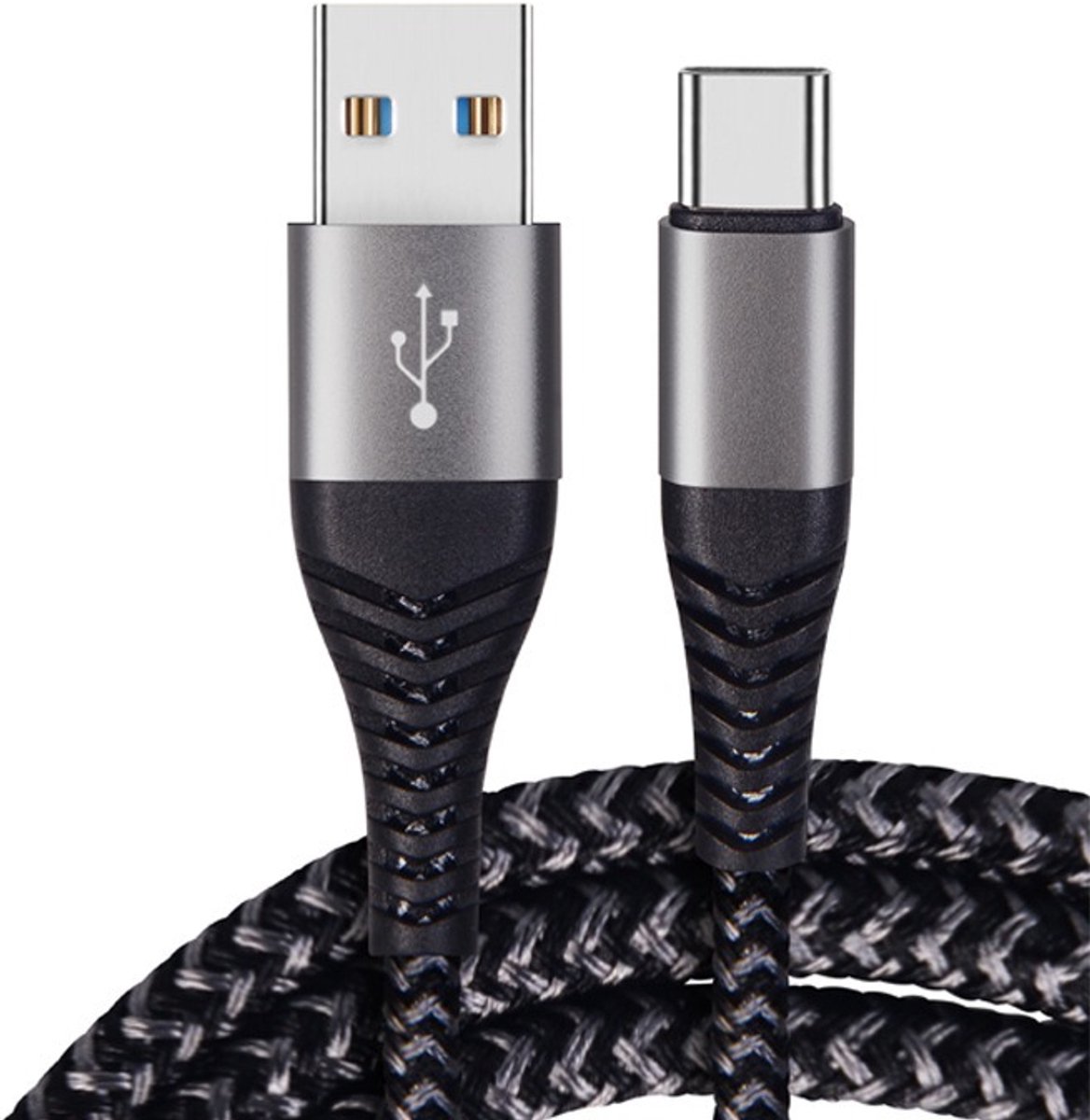 60W USB-C Snellader Kabel 2-Pack, Nylon Gevlochten USB naar Type-C Kabel 2 m