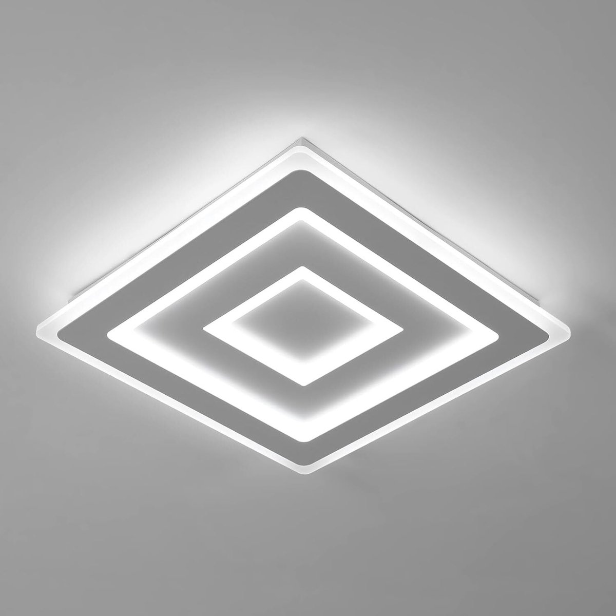 Riserva Plafondlamp 40x40cm, 52W LED Plafondverlichting 6500K Koel Wit, Dunne Vierkante Acryl Lamp voor Woonkamer, Slaapkamer, Eetkamer