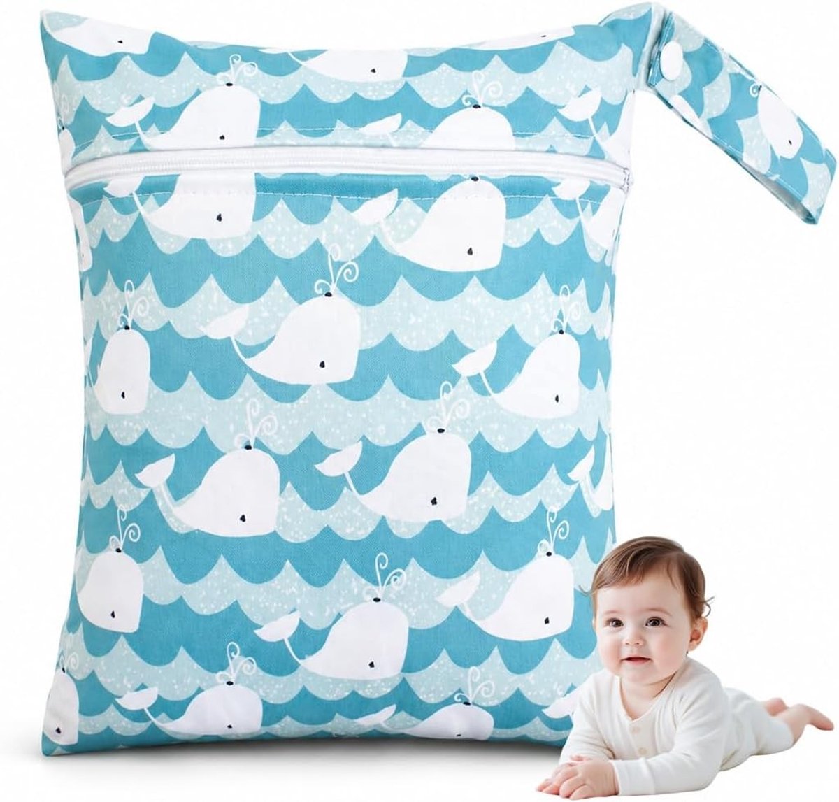 Waterdichte natte tas voor luiers en zwemspullen, ritssluiting luiertas voor peuters, ideaal voor strand en reizen, handige organizer voor nat en droog