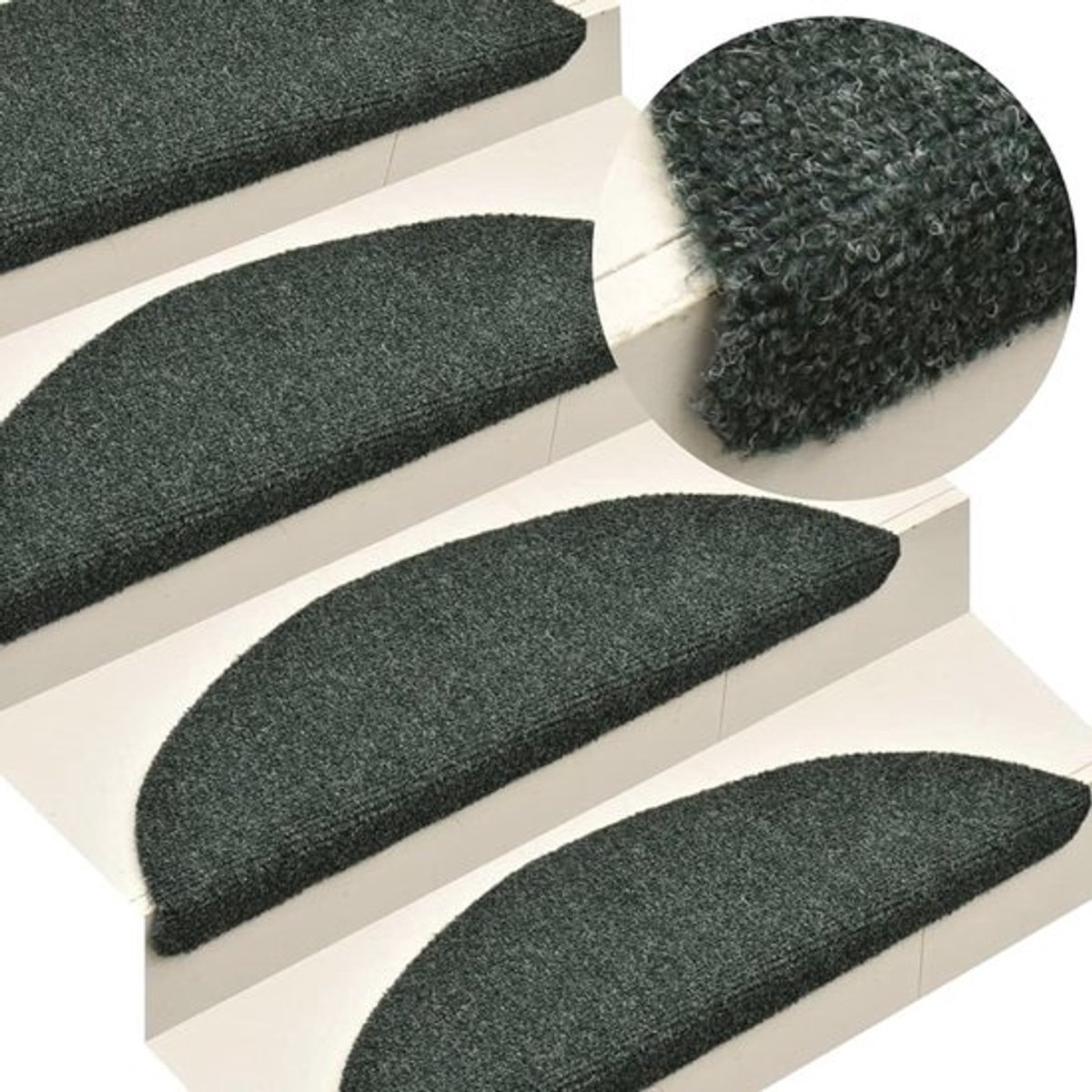 Zelfklevende Trapmatten - Trapbekleding Stukken - Veilig Trap Lopen - Wasbaar Naaldpons Stof - 15 Stuks 56x17cm - Groen