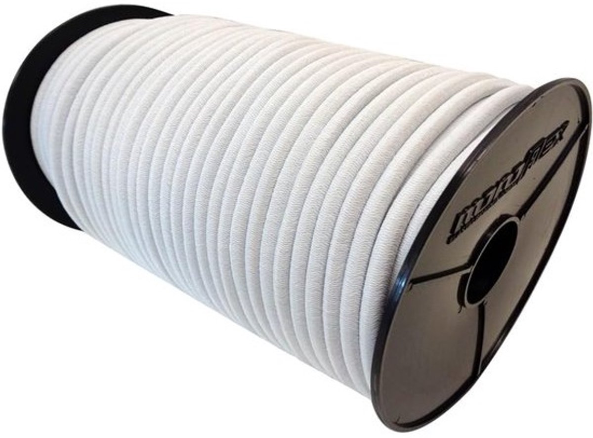 Rubberen touw - Expander koord - Bevestigen van lading - PE mantel - 6 mm 50 m - Wit