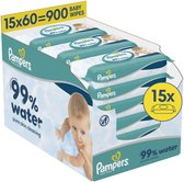 Pampers 99% Water Babydoekjes - 15 Verpakkingen Van 60 Doekjes = 900 Babydoekjes