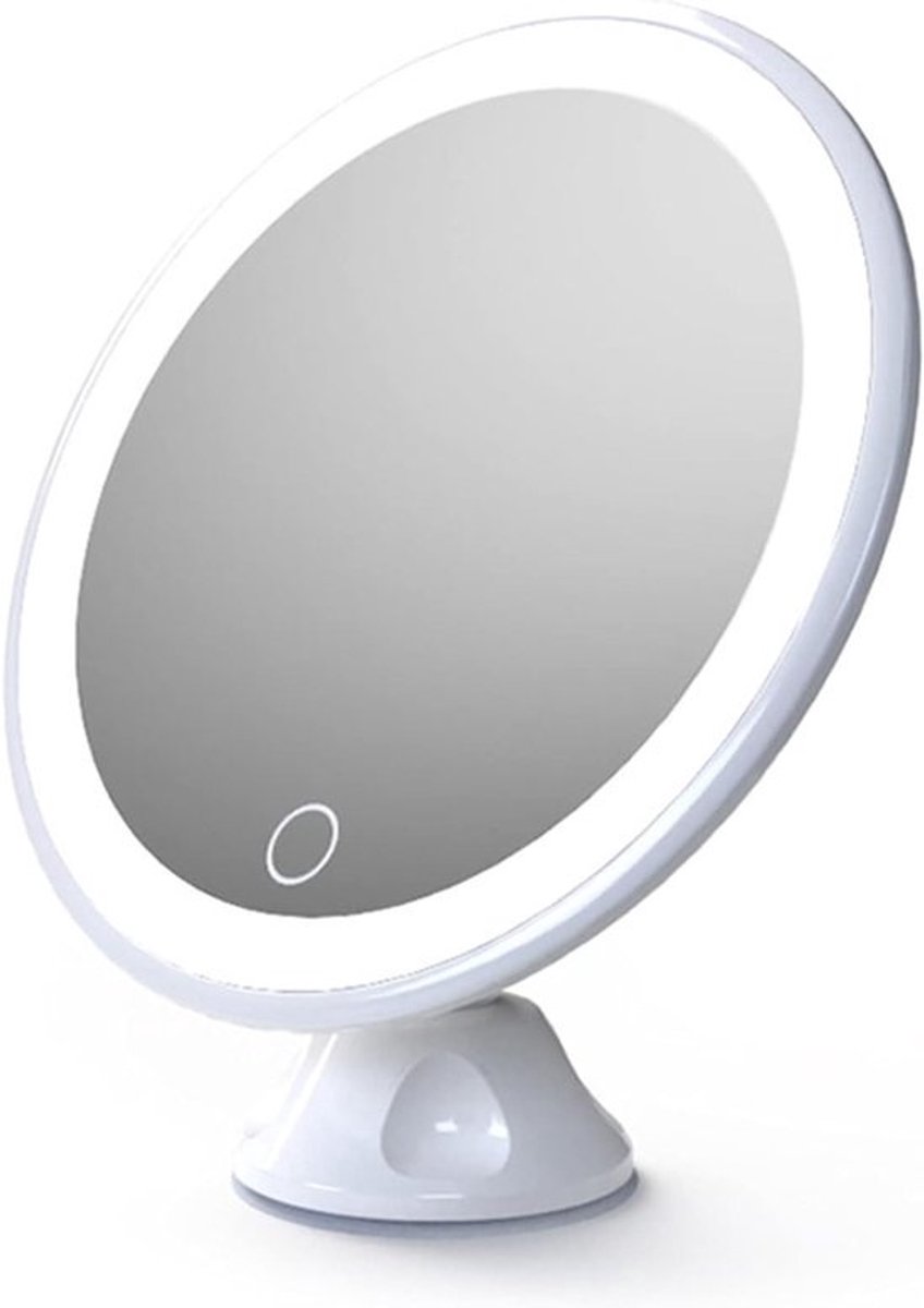 Vergrotende Make-upspiegel - Verlichte Spiegel - Gedetailleerde Make-up - 360 Graden Draaibaar - 10x Vergroting - Zilver