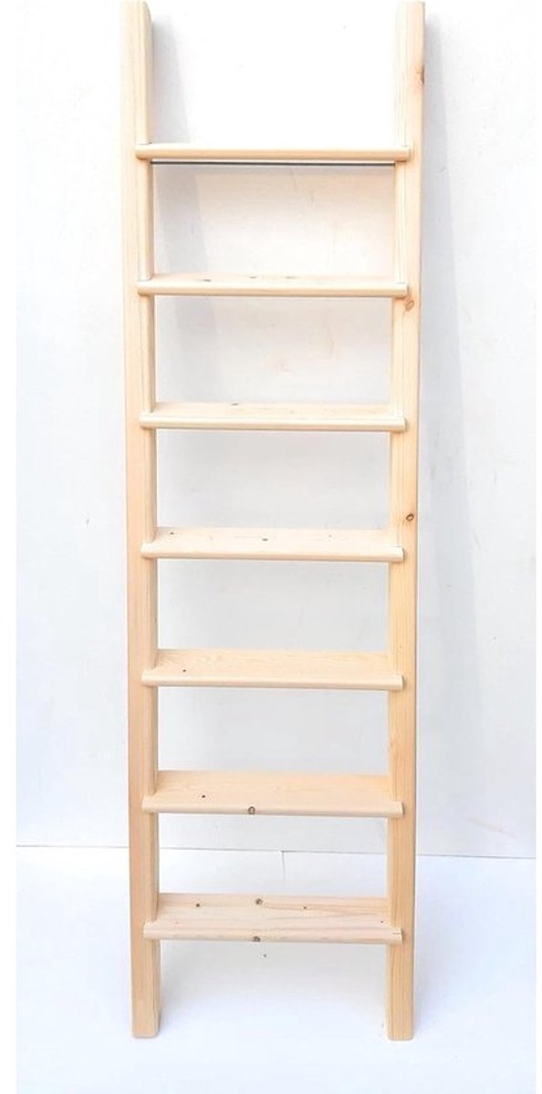 Houten Kinderladder - Hoogslaper Ladder - Veilig Klimmen - Handgemaakt Grenenhout - 40cm Breed 200cm Hoog - Naturel
