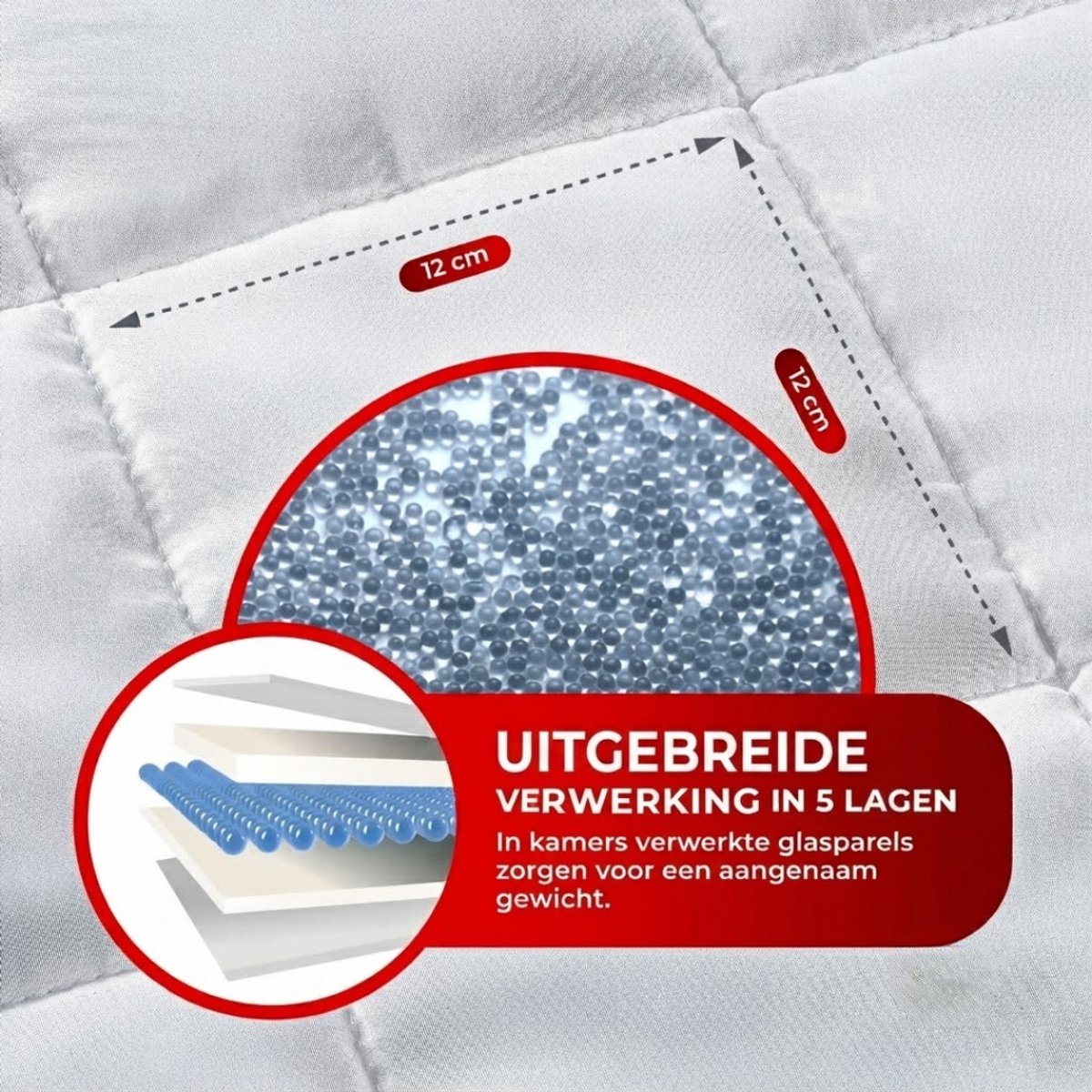 Lìon® Verzwaringsdeken - Verzwaarde Deken - Dekens - Wit - 135cm x 200cm x 1cm