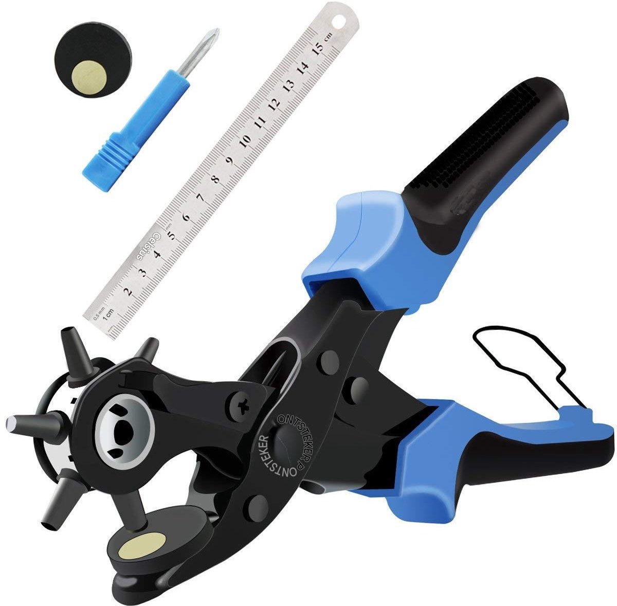 GELLDG Lochzange voor Leder - Gürtellocher met Komforthebel - Heavy Duty Handmatige Pons voor Riemen, Kunsthandwerk en Kaarten - Geschikt voor Leder en Rubber - Metaal Constructie