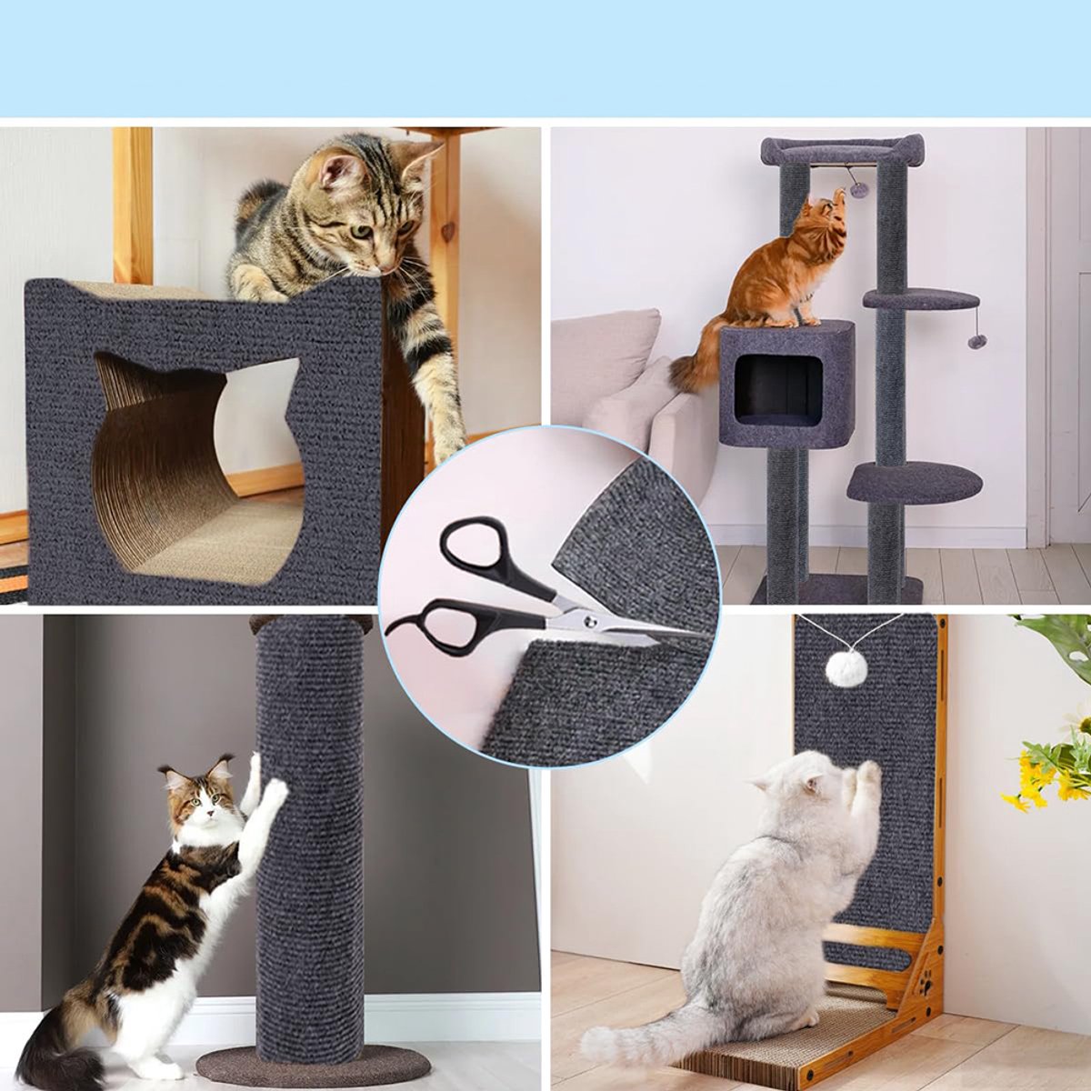 Krabpaal voor katten - Zelfklevende krabmat voor katten - 40 x 200 cm - Anti-krabfunctie voor banken - Anti-krabfunctie voor de bank - Geschikt voor meubels, muren, banken en tapijten - Gemakkelijk op maat te snijden - Zelfklevend - Donkergrijs