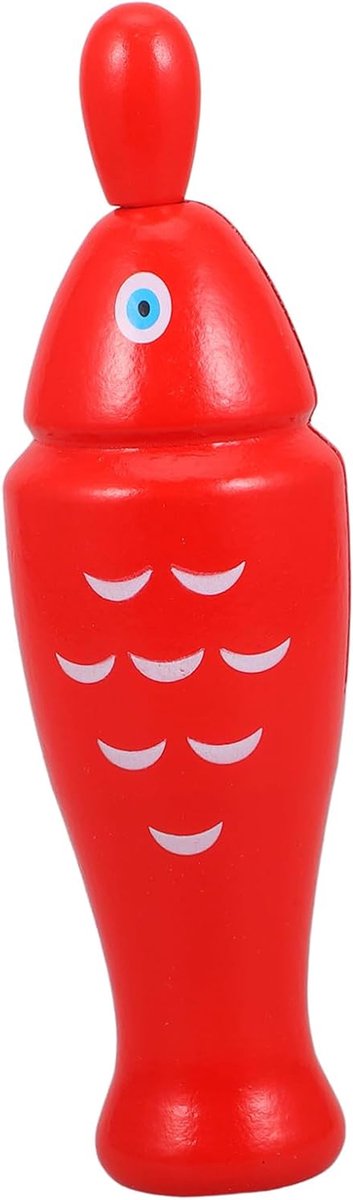 Percussie met Ritmestok - Muziek Speelgoed - Muzikale Ontwikkeling - Houten Tempelblok - 14.5 x 5 cm - Rood