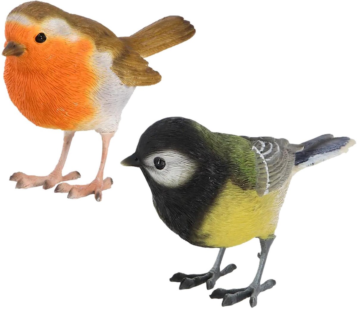 Esschert Design tuinvogel beeldjes set - 2x - ca 10 cm - vogels - polyresin