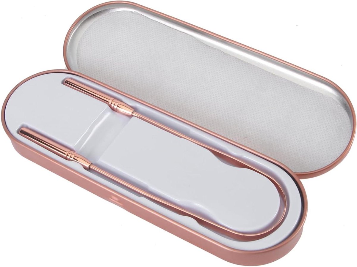 Tongschraper Metaal - Tongreiniger Mondhygiëne - Slechte Adem Bestrijden - Duurzaam Koper Ontwerp - 125 cm - Zilverkleurig