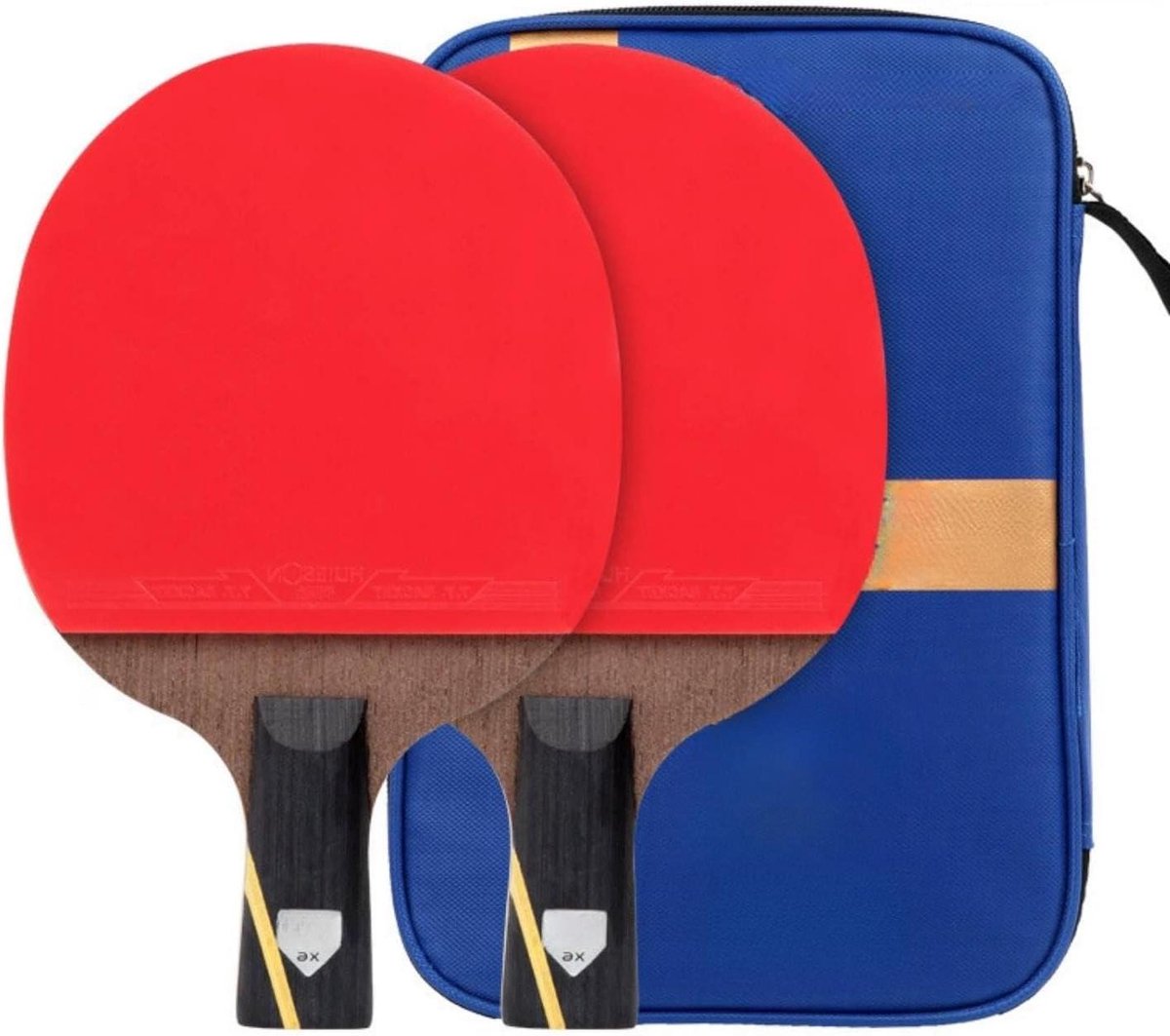 Tafeltennis Rackets - Pingpong Set - Club Training - Carbon Versterkt - 2 Stuks - Rood Zwart
