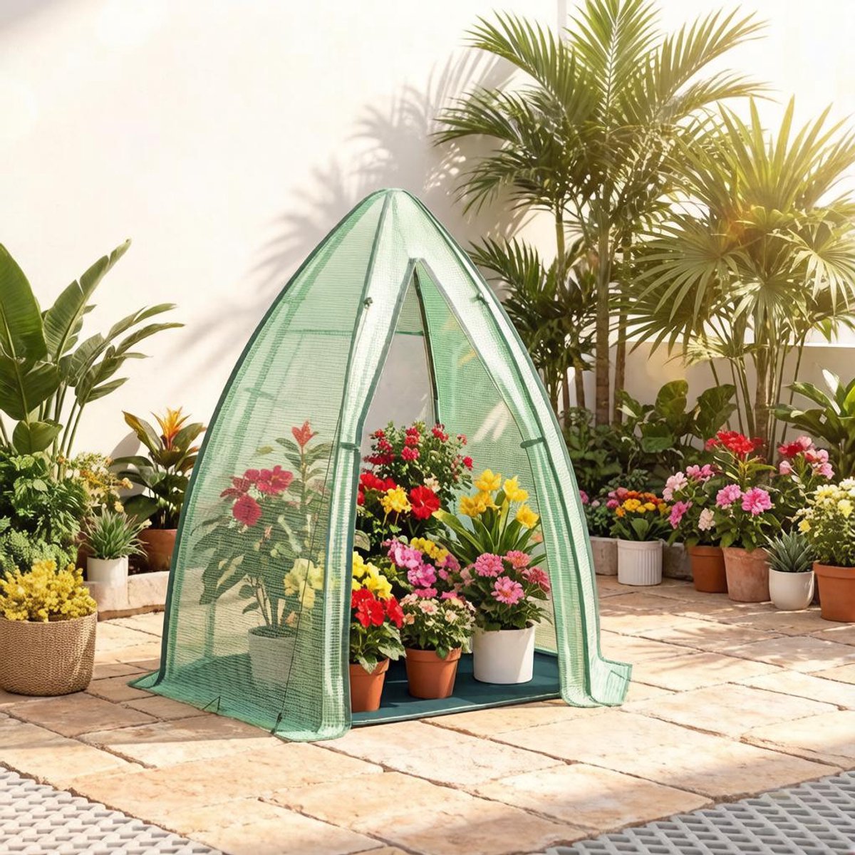 MIVRAY Tomatenkas - Compacte Foliekas Met Ventilatie - 160 X 180 X 160 Cm - Polyethyleen En Staal - Groen - Voor Tuin, Balkon En Terras