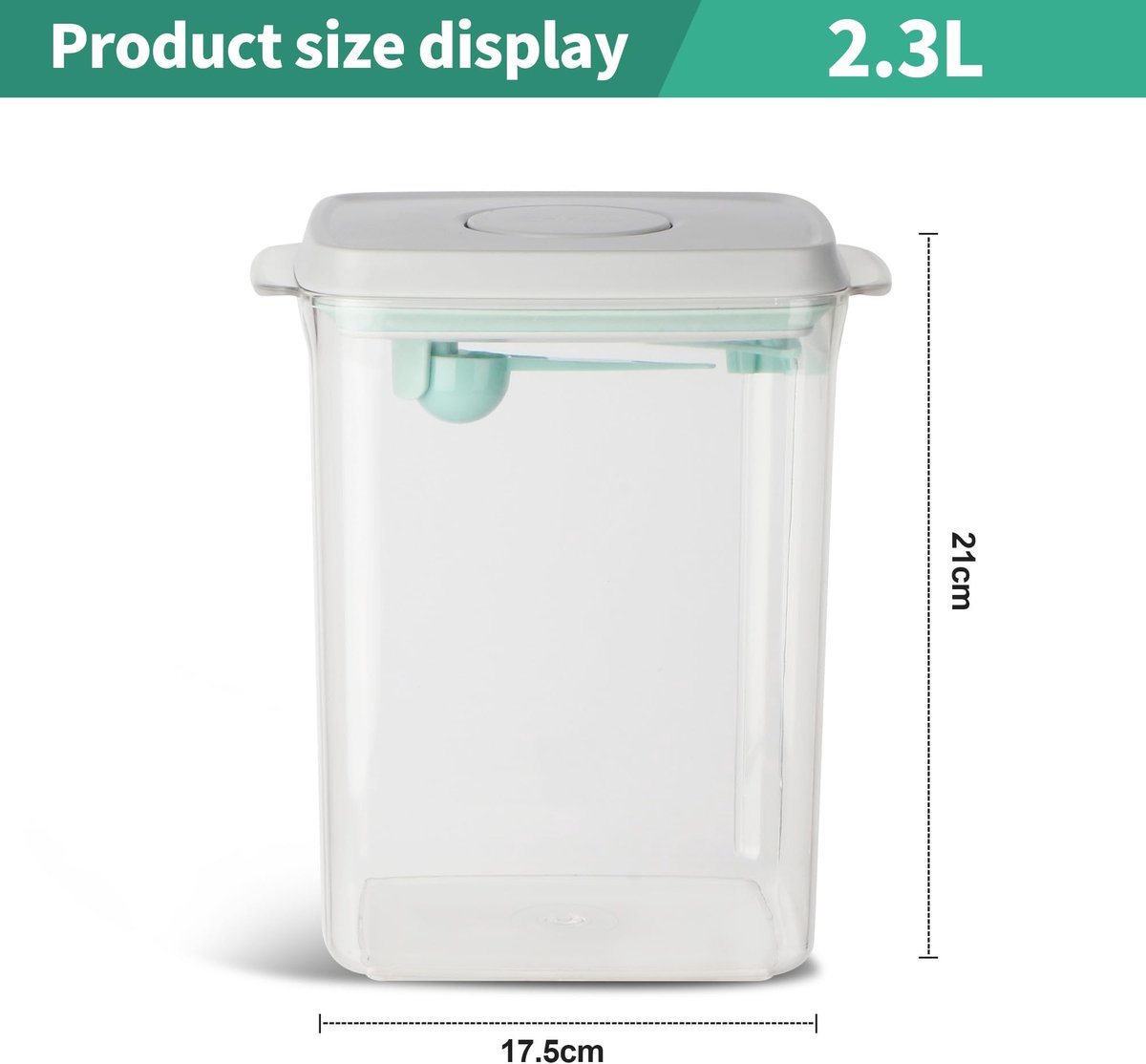 SnelShoppen - Melkpoeder Opbergdoos 2300 ml - Transparante Melkpoeder Dispenser met Lepel voor Melkpoeder, Peulvruchten en Meel - Ideaal voor Keuken,