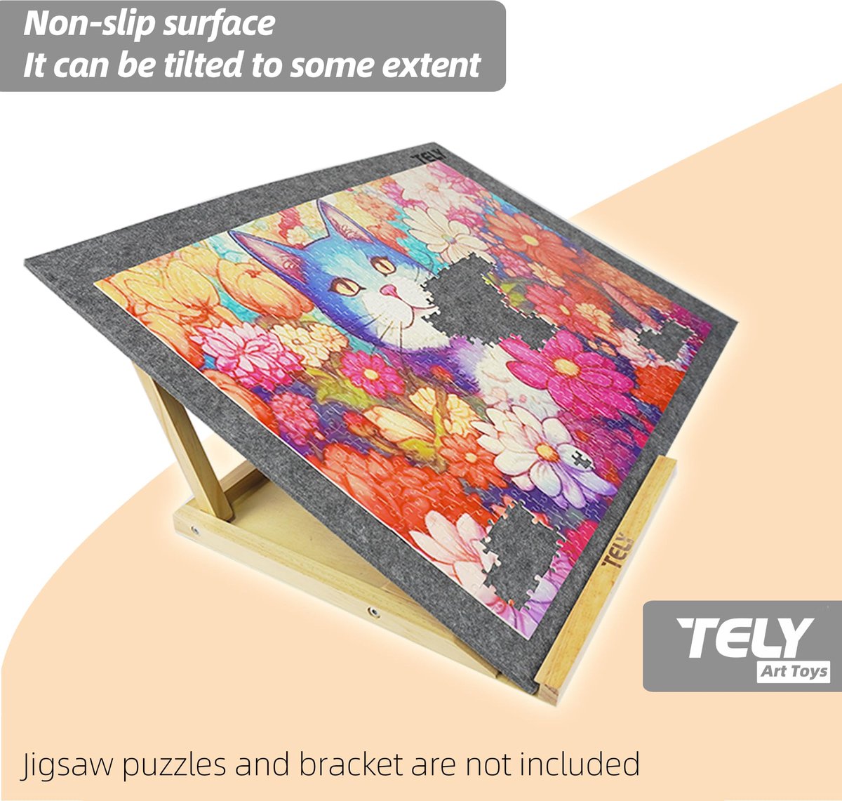 SnelShoppen - Vouwbare Puzzelbord van Vilt voor 1000 Stukjes, Stevig en Makkelijk te Verplaatsen, Opvouwbaar voor Eenvoudige Opslag, Puzzelmat 80x58 c