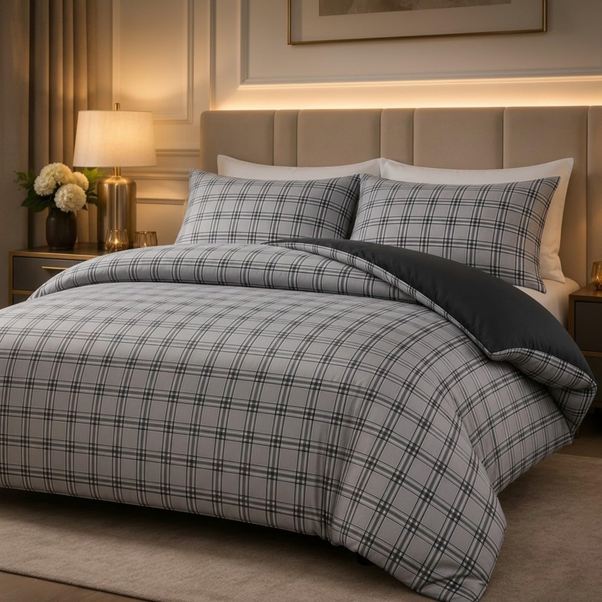 SnelShoppen - Grace Super King Dekbedset 260x220 cm - Premium Microvezel Omkeerbaar Hypoallergeen Luxe Dekbedovertrek met Ritssluiting - 3-delig Ultra