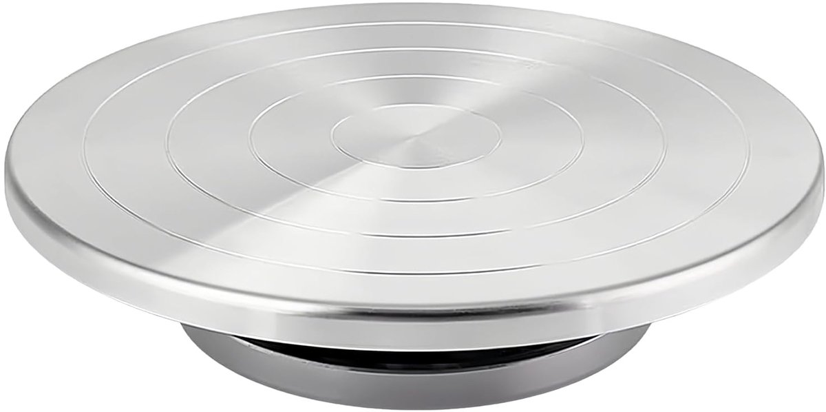 SnelShoppen - Pottenbakkersschijf 25 cm Aluminium Draaischijf - Dubbelzijdige Taartkeramiek 360° Draaibaar Antislip - Ideaal voor Keramiek, Kleifigure