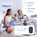 Vrouw en kinderen lachen naar smartphone op statief. Inzet toont Bluetooth-afstandsbediening voor opnames tot 10m.
