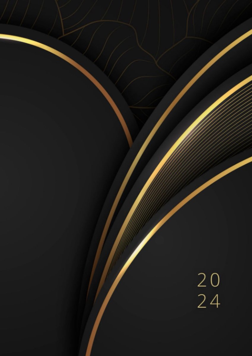 SnelShoppen - 2024 A4 XXL Kalender 1 Dag 1 Pagina | Planer, Notitieboek, Kalenderboek met Zwart Gouden Cover voor Organisatie, Agenda, Notities, 394 B
