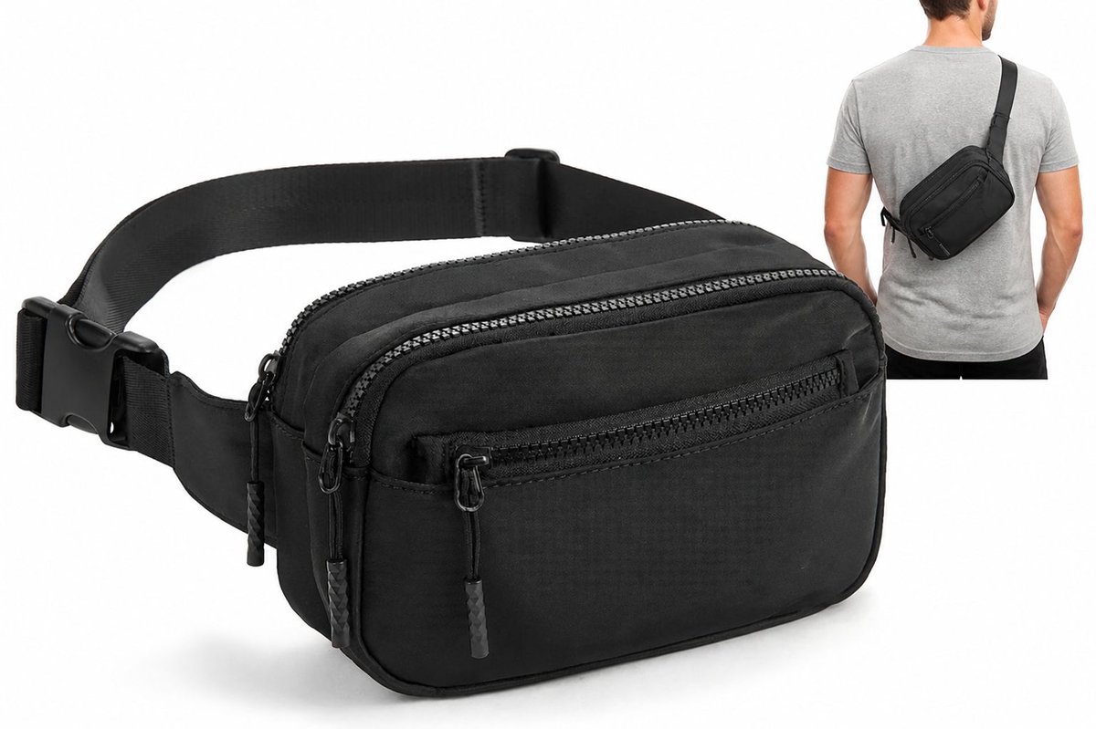 VHV - Heuptas van Nylon - Telefoontas met Verstelbare Schouderband - Voor Wandelen, Sport en Reizen