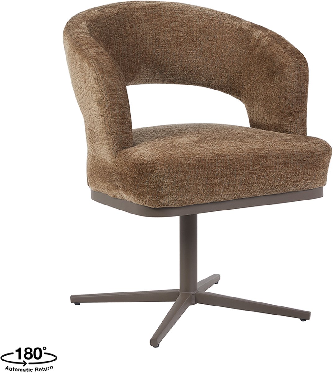 LABEL51 Monaco Eetkamerstoel - Bruin - Stof - Brons Metaal - Stoel - Eetkamerfauteuil