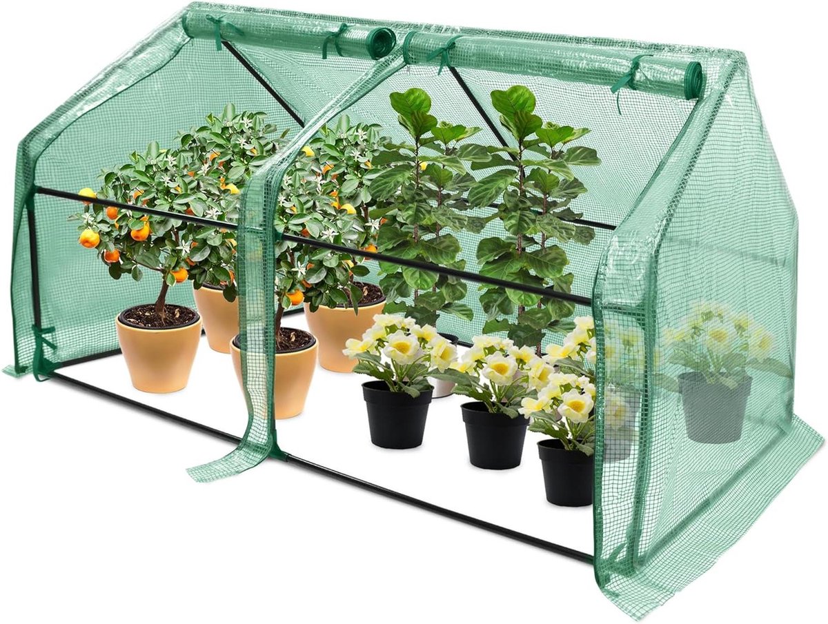 Mini Broeikas - Foliekas Tuin - Planten Kweken - Groene Isolatiehoes - 180 x 90 x 90 cm - Groen
