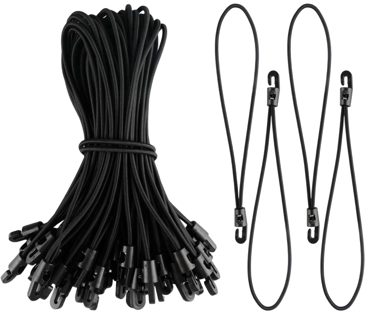 SnelShoppen - 50 stuks spanrubber met haken - 25 cm expander met haak - rubberen spanner voor campingzeilen, aanhangerzeil, zwembadafdekking, banners