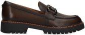 No Stress - Dames - Donkerbruine leren loafers met chain - Maat 39