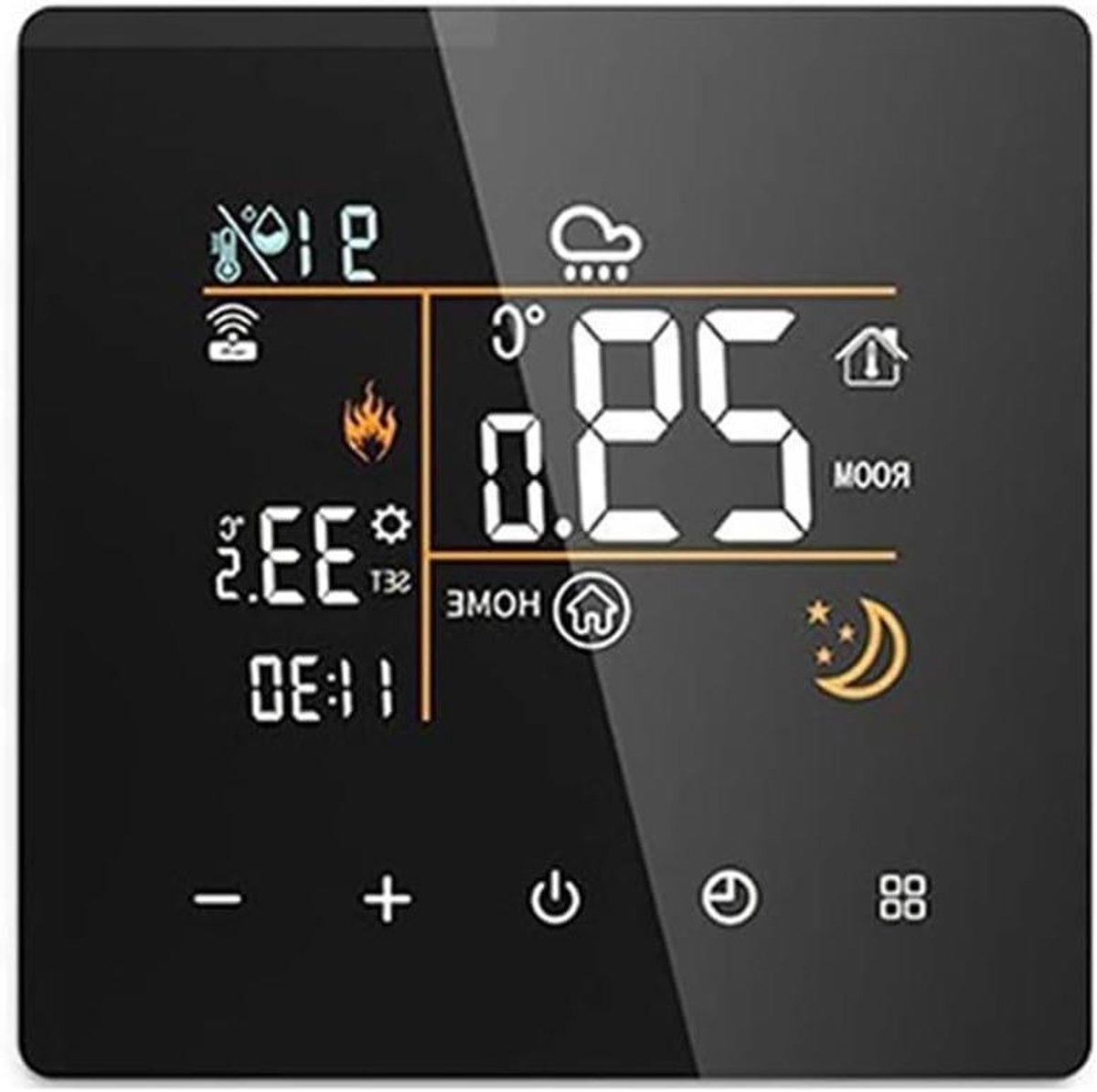 Digitale Temperatuurregelaar - Slimme Thermostaat Hygrometer - Verwarming Regelen - LCD Kleurenscherm - 16A - Zwart