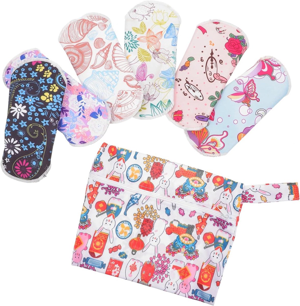 Herbruikbare Maandverband Set - Wasbaar maandverband - Comfortabel Menstrueren - Met Opbergzakje - 16.5 cm - Willekeurige Kleuren