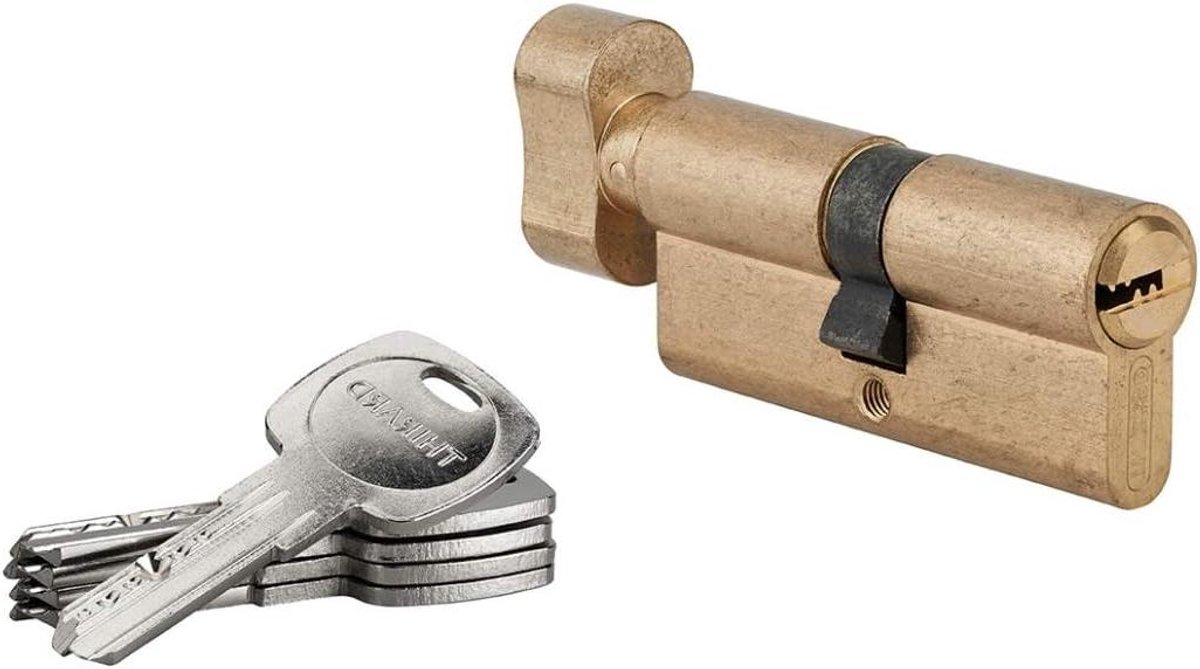 Knopcilinder Deurslot - Cilinderslot Deur - Veiligheid Thuis - Naaldbescherming Staal - 70 mm - Messing