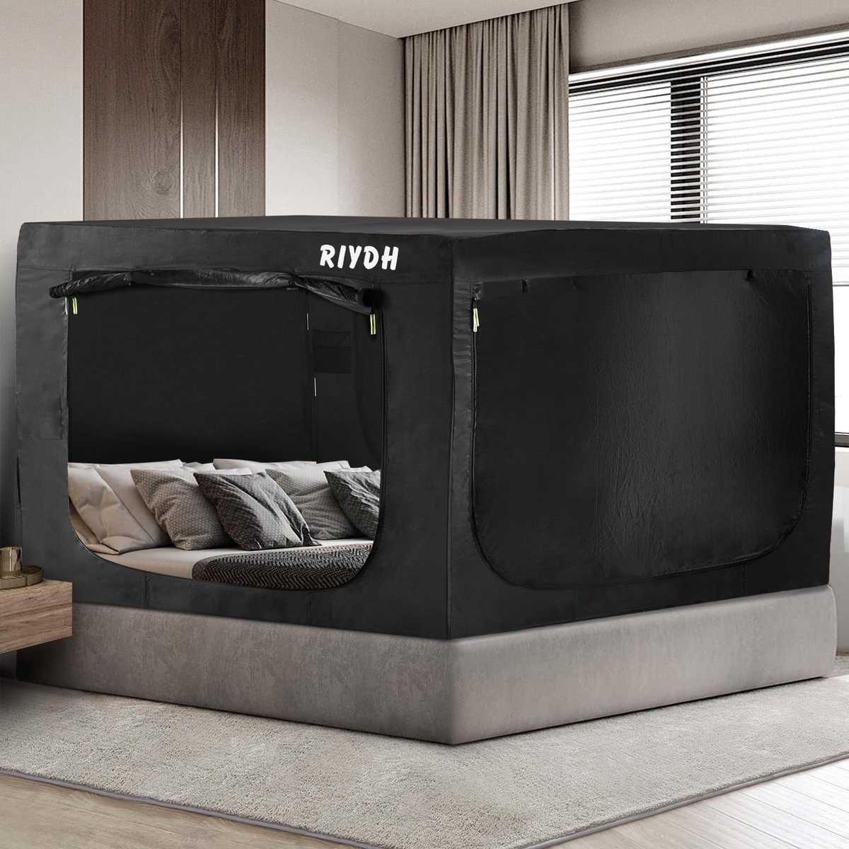 SnelShoppen - RIYDH Bedtent - Draagbare Droomtent voor Volwassenen - 70% Verduistering - Ademend Materiaal - Met 3 Deuren - Perfect voor Privéruimte,