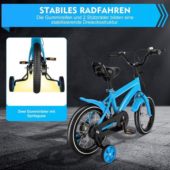 Eszenzics™ Kinderfiets model Sep - 14 inch - Blauw - Hoogwaardig frame - Dubbel remsysteem - Zijwieltjes - Verstelbaar zadel - Unisex van Eszenzics™ — afbeelding 3