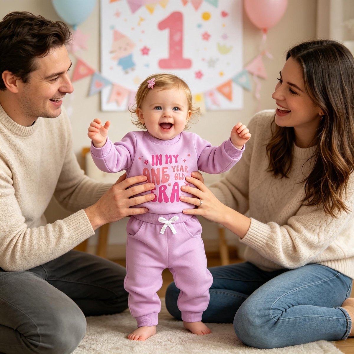 SnelShoppen - TBAMTBW 1e Verjaardag Meisje Outfit Cadeau - Lila Babykleding 1 Jaar - Perfect voor Feestjes, 12-18 Maanden, Eerste Verjaardag Geschenke